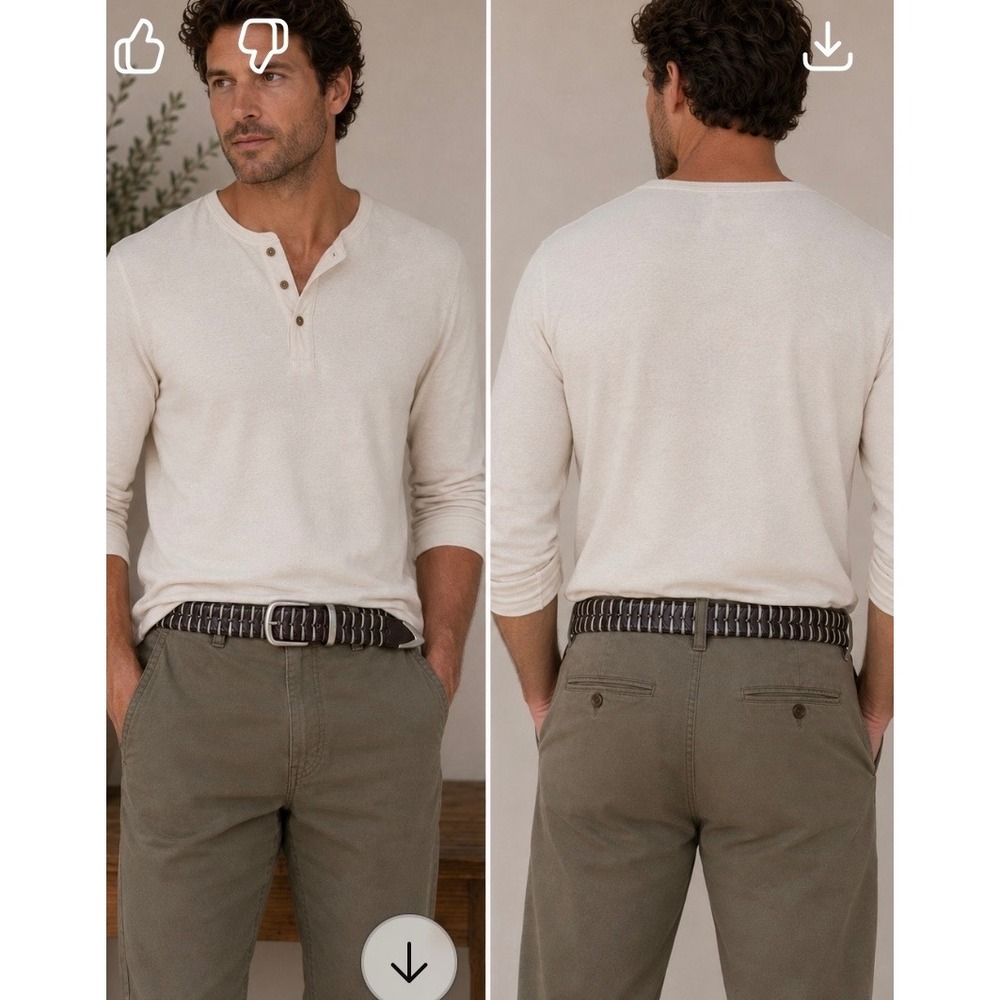 Mens Brown Woven Leather Belt Silver Buckle Metal Tip Size 38 RMB1002